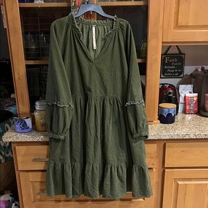Uncle Frank Olive Long Sleeve Dress